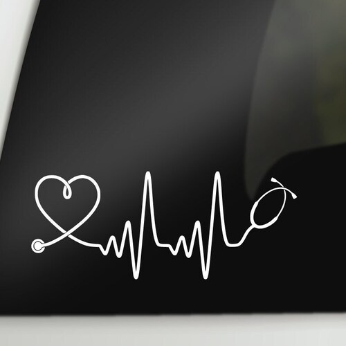 Heart Stethoscope Decal Heartbeat Decal Nurse Car Decal Etsy