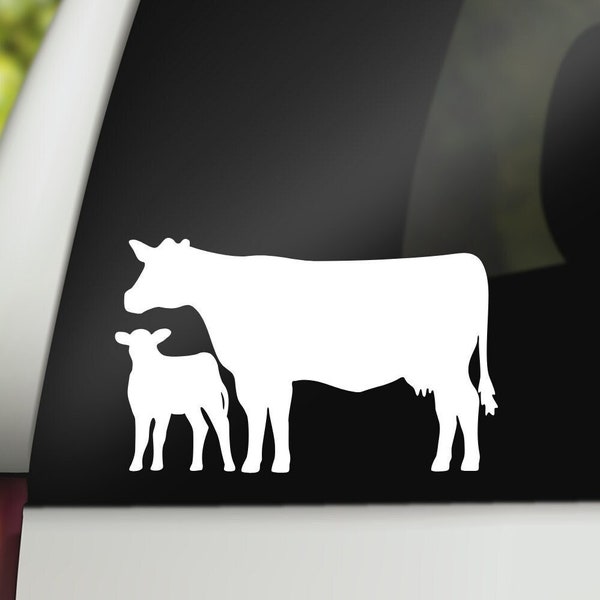 Cow And Calf Decal, Farm Decal, Farm Animal Decal, Vinyl Decal, Window Decal, Laptop Decal, Car Decal, Water Bottle Sticker