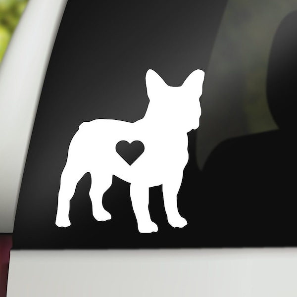 Frenchie Heart Decal, Frenchie Sticker, Frenchie Decal, French Bulldog Decal, Car Decal, Laptop Sticker, Vinyl Decal, Tumbler Decal