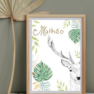 Affiche - Poster Personnalisé Prénom - thème forêt jungle A4