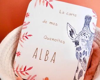 Carte à quenottes, Carte dents bébé, Carte Artisanale, Animaux, Girafe, Fait main, Souvenir, Cadeau