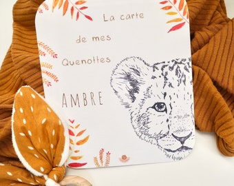 Carte à quenottes, Carte dents bébé, Fait main, Carte Artisanale, Animaux, Lion, Souvenir, Cadeau
