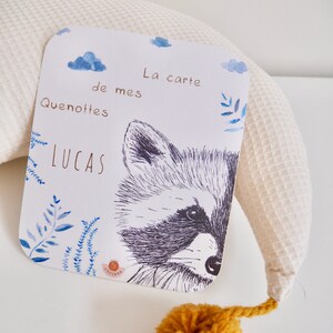 Carte à quenottes, Carte dents bébé, Carte Artisanale, Animaux, Raton Laveur, Fait main, Souvenir, Cadeau