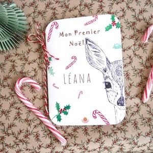 Carte mon premier Noël, Carte mon joli Noël, Carte Noël, Fait main, Carte Artisanale, Animaux, Biche, souvenir, Cadeau