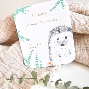 Carte à quenottes, Carte dents bébé, Carte artisanale, Animaux, Hérisson, Souvenir, Cadeau, Noël