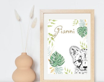 Poster - Personalized First Name Poster - jungle forest theme A4