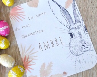 Quenottes Card, Baby Teeth Card, Animals, Rabbit, Handmade, Artisanal Card, Souvenir, Gift