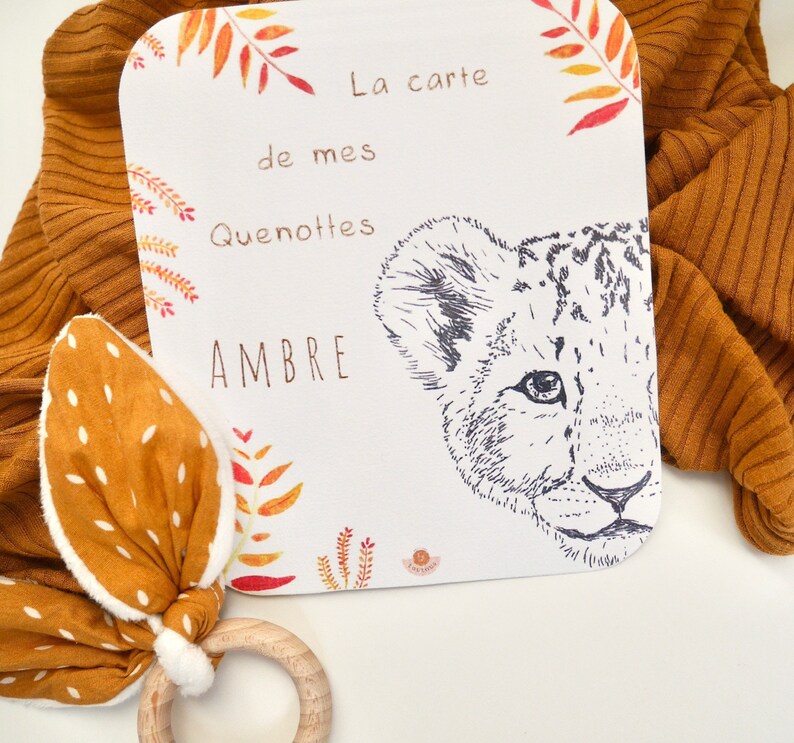 Carte à quenottes, Carte dents bébé, Fait main, Animaux, Guépard, Carte Artisanale, Fait main, Souvenir, Cadeau image 5