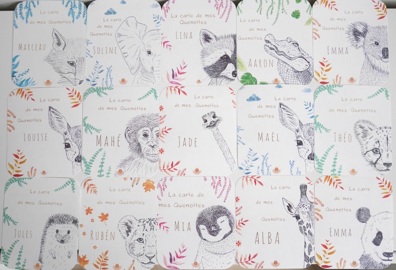 Carte à quenottes, Carte dents bébé, Carte artisanale, Animaux, Hérisson, Souvenir, Cadeau, Noël Corail