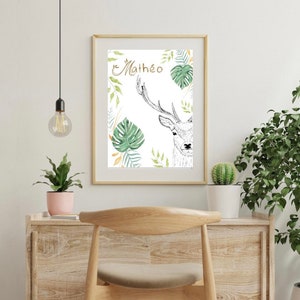 Affiche - Poster Personnalisé Prénom - thème forêt jungle A4
