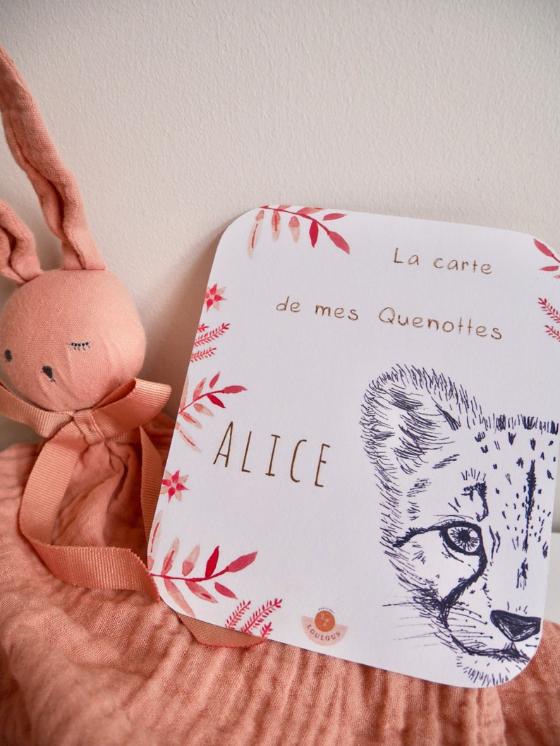 Carte à quenottes, Carte dents bébé, Fait main, Animaux, Guépard, Carte Artisanale, Fait main, Souvenir, Cadeau image 4