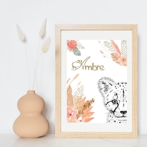 Pôster - Pôster com nome personalizado - tema boho floresta A4