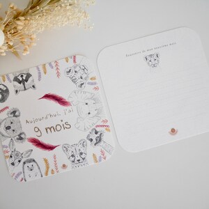 Cartes étapes fille , Cartes étapes bébé , Carte naissance , Carte fait main , Carte bébé , Baby shower, Animaux, Rose Violet