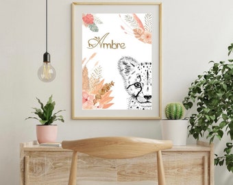 Poster - Poster Personalized First Name - boho A4 forest theme