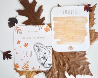 Carte à quenottes, Carte dents bébé, Fait main, Animaux, Guépard, Carte Artisanale, Fait main, Souvenir, Cadeau
