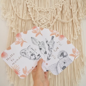 Boho of jungle mijlpaalkaarten, Baby mijlpaalkaarten, Geboortekaart, Handgemaakte kaart, Babykaart, Babyshower, Dieren