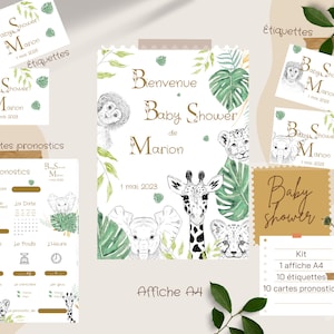 Baby shower - affiche - cartes pronostics - étiquettes