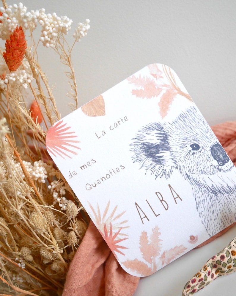 Carte à quenottes, Carte dents bébé, Carte artisanale, Animaux, Hérisson, Souvenir, Cadeau, Noël Beige délicat