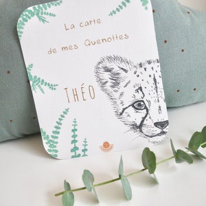 Carte à quenottes, Carte dents bébé, Fait main, Animaux, Guépard, Carte Artisanale, Fait main, Souvenir, Cadeau image 3