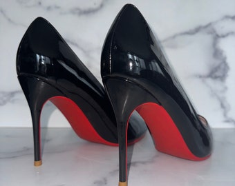 Black Red Bottom Heels (No Crystals) | US Sizes 6 to 11 | Heel options - 3 inch, 4 inch and Stiletto 4 3/4 inch | Ships from the US