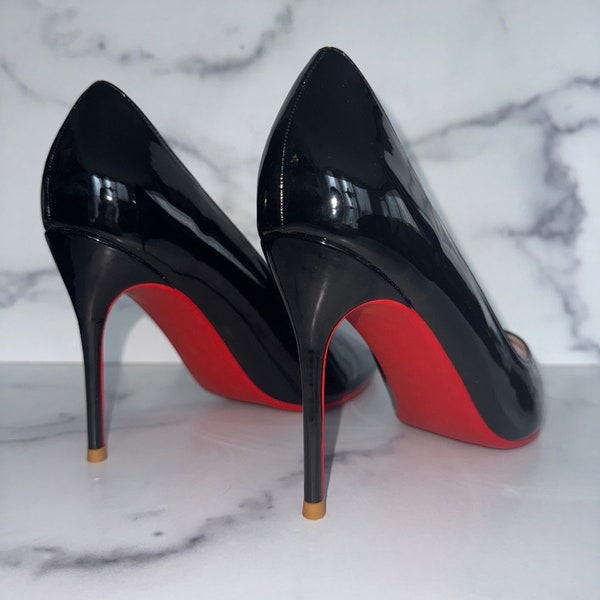 Black Red Bottom Heels (No Crystals) | US Sizes 6 to 11 | Heel options - 3 inch, 4 inch and Stiletto 4 3/4 inch | Ships from the US