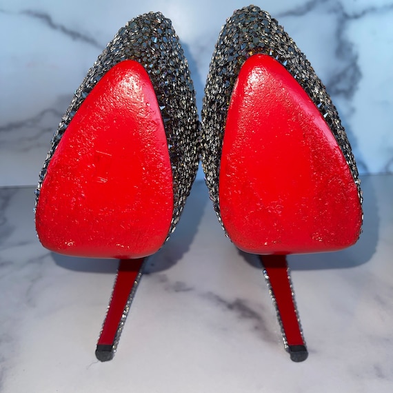 Purple Volcano Red Bottoms Authentic Fashion Luxury Leather Platform Stilettos Size US 7 EUR 37 Upcycled Hand Crystaled Only Pair Etsy