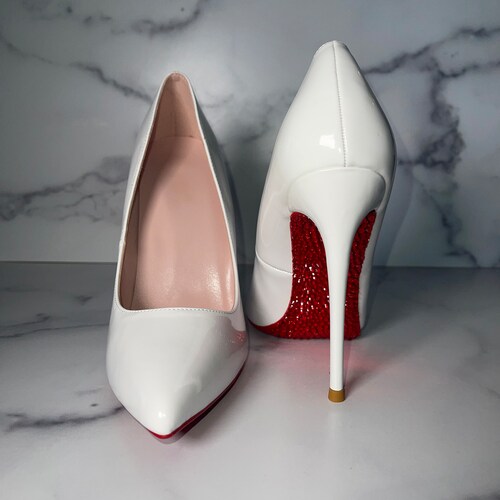 White Heels Last Pair New Year Sale Crystal Red Bottoms - Etsy