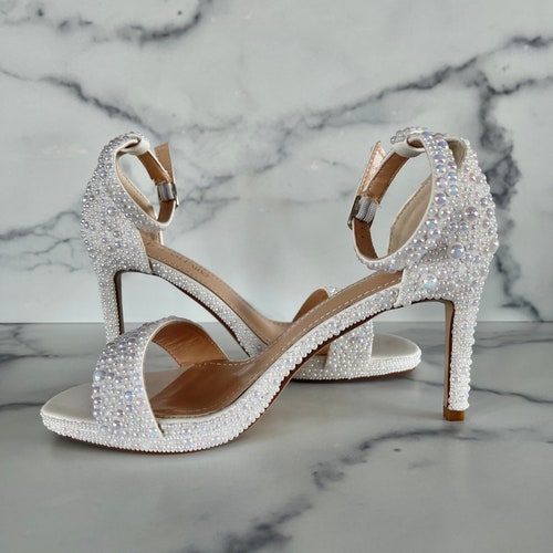 Pearl Ankle Strap Shoe With 3 1/2 Inch Heels Pearl Bridal - Etsy