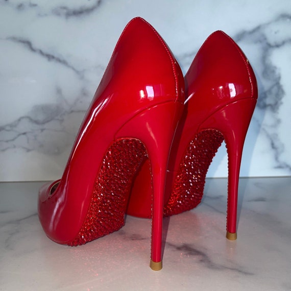 Red Luxury High Heels Sandals: Thick Sole, Pointed Toe, Open Toe, Sexy  Design Sizes 8cm 44 From Brandhighheelshoes2, $11.07 | DHgate.Com