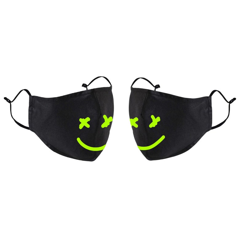 Smiley Face Mask Select White Neon or Crystal Bling Etsy