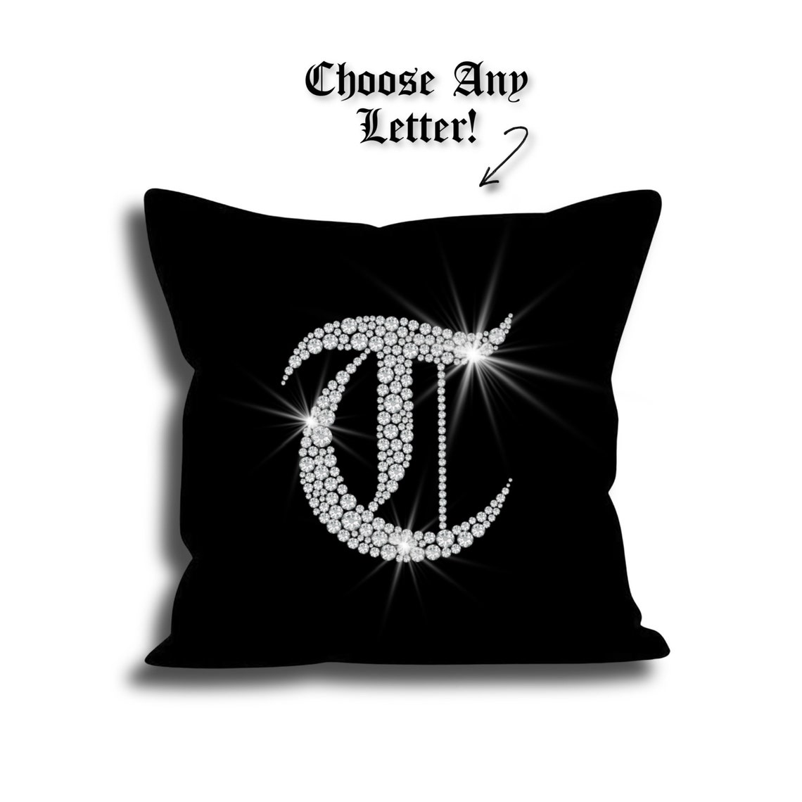 Personalized Crystal Monogram Pillow Cover Bling Decorative Etsy