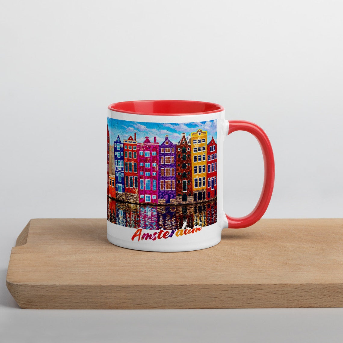 Amsterdamer Tasse mit Farbe innen von Künstler YuTing Jiang | Etsy