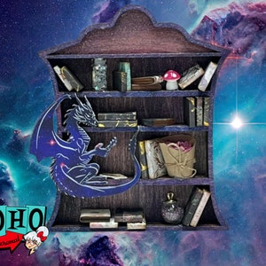 Miniature Bookshelf - Miniature Dragon Bookshelf - Mini Bookshelf - Dragon Miniature - Bookshelf Dragon - 1:12 miniature - 1/12 miniature