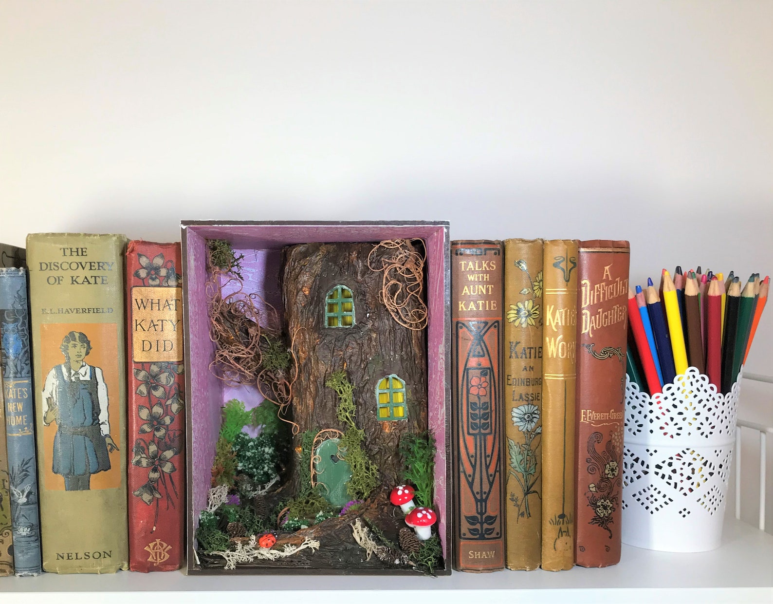 Book Nook Handmade Lightup LED Illuminated Shelf Ornament Etsy