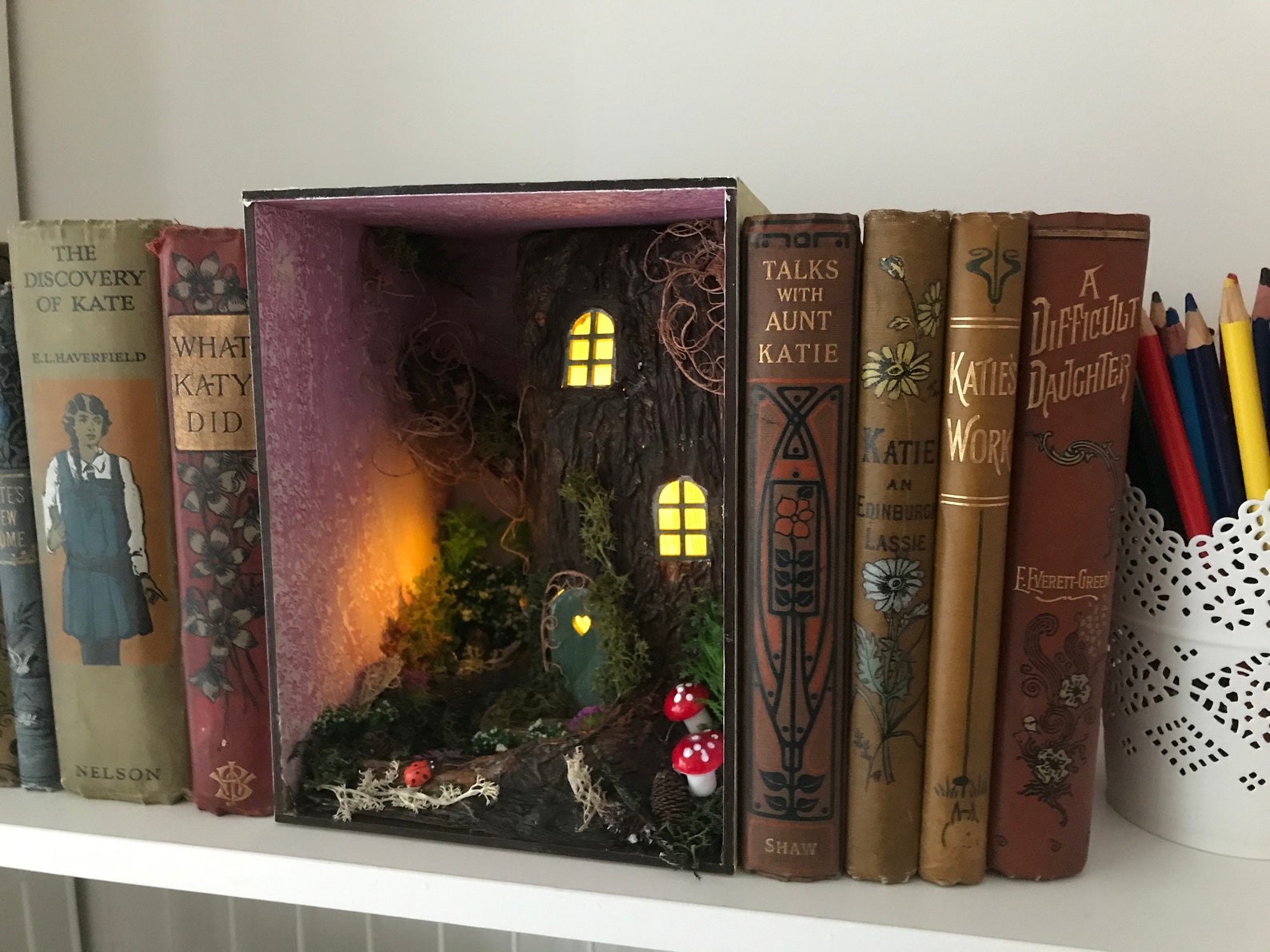 Book Nook Handmade Lightup LED Illuminated Shelf Ornament Etsy