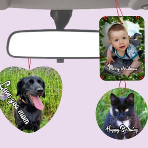 Personalised CAR Air FRESHENER Custom Photo Text Logo Scent Round Rectangular Double sided Image Gift Love Heart Dog Birthday Christmas