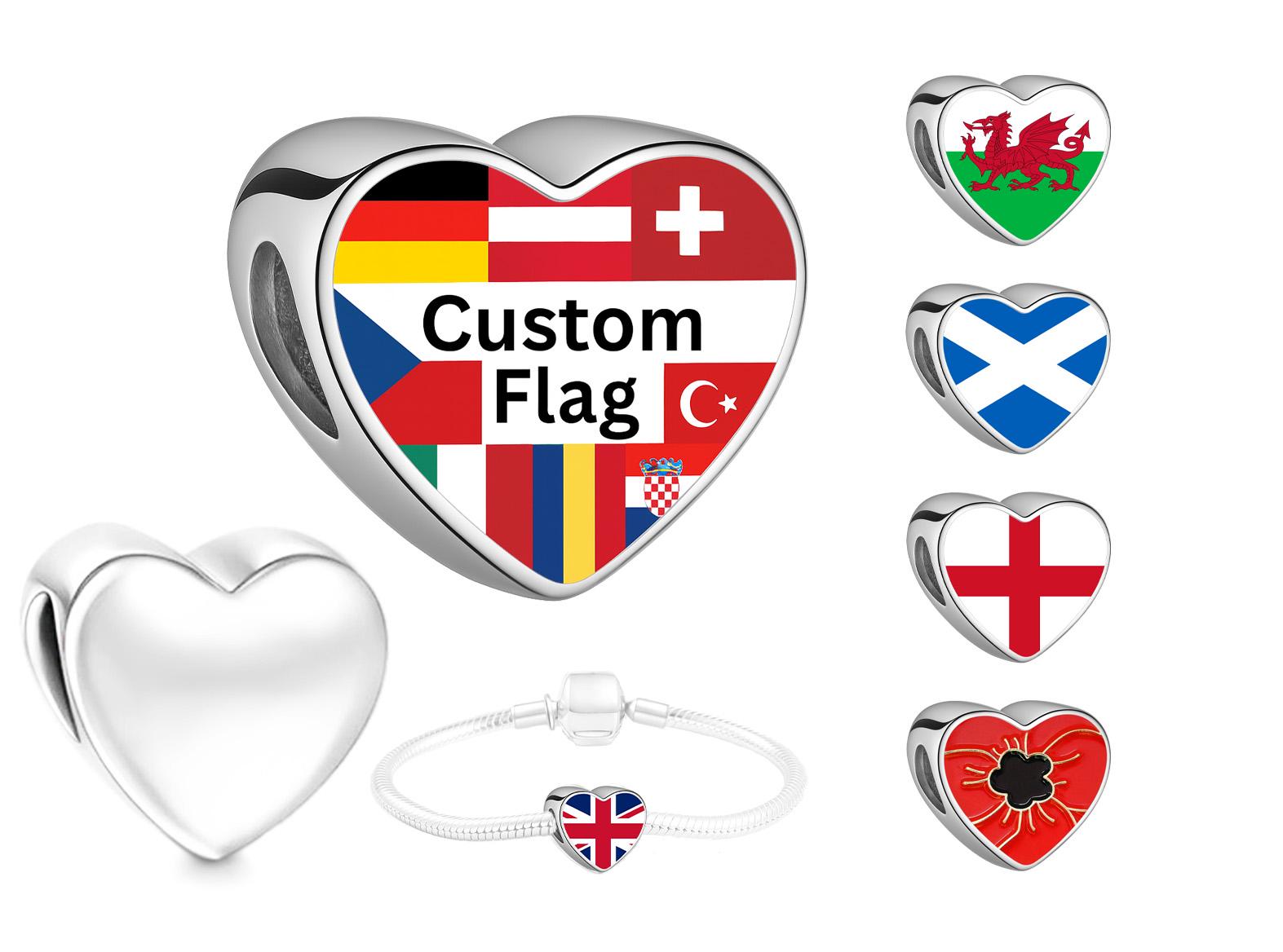 Enamel Canada Flag Charm Bead - Triangle Spacer For Pandora-style Bracelets, Zinc Alloy