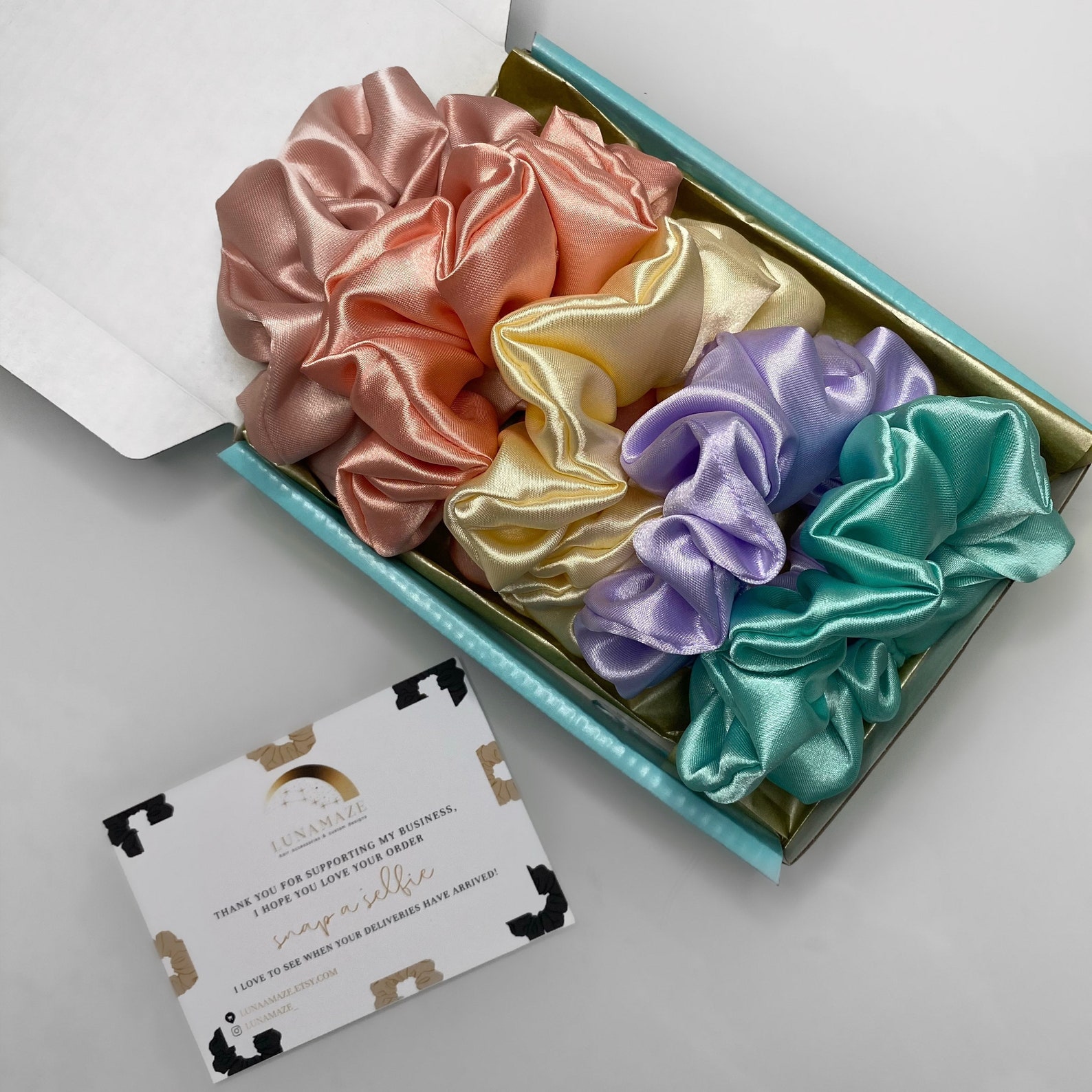 Scrunchie Box of 5 Satin Scrunchies Custom Orders Mystery Etsy