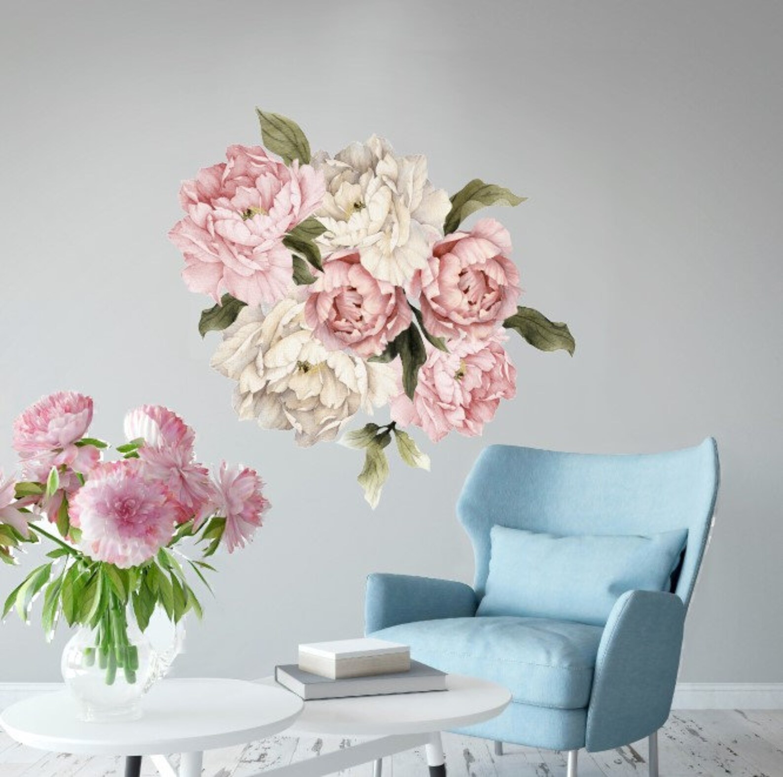 Peony Flower Wall Stickers Floral Peonies Wall Decals Sticker Etsy