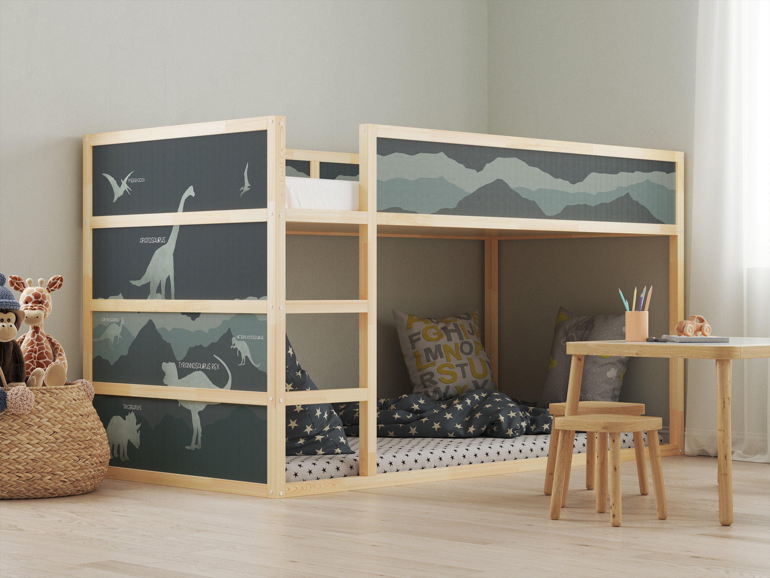 Dinosaurs IKEA Kura Bed for Kids Kura Bed Sticker for Kids Room