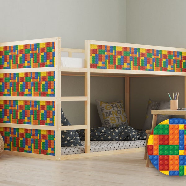IKEA KURA BED Brick Toy Calcomanías Niños Habitación Pegatina Guardería Muebles Calcomanías