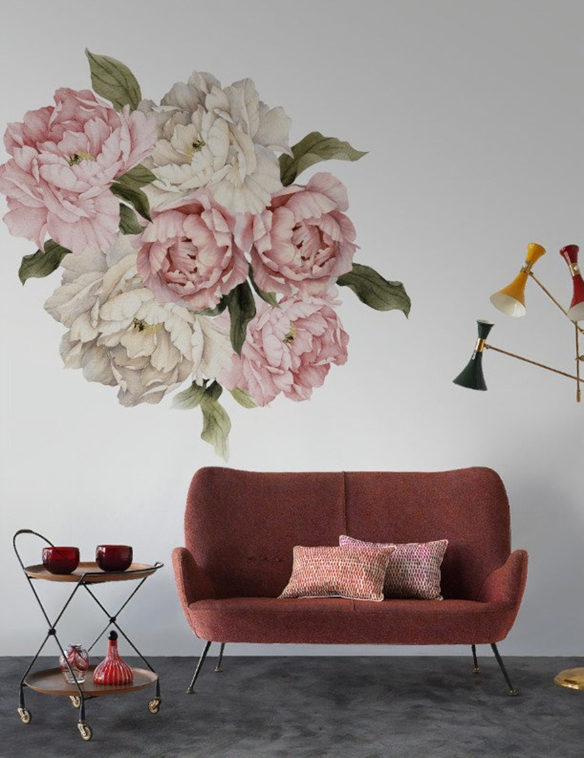 Peony Flower Wall Stickers Floral Peonies Wall Decals Sticker Etsy