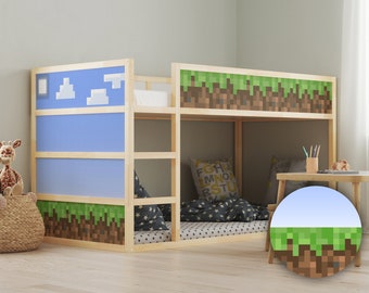 IKEA KURA BED Pixel Terrain Fondo Calcomanías Cielo Patrón Muebles Calcomanías Niños Habitación Pegatina