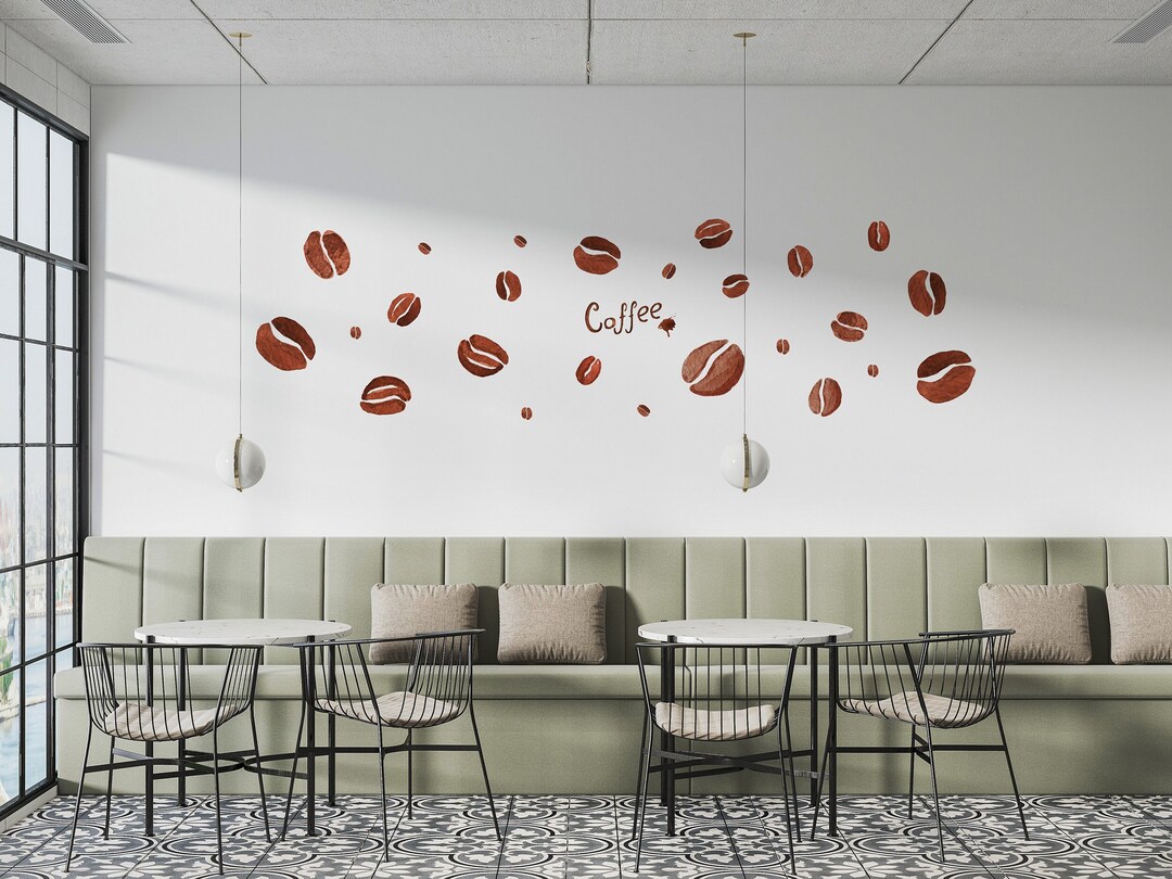 Coffee Wall Decals Coffee Bean Wall Sticker Restaurant Peel Etsy