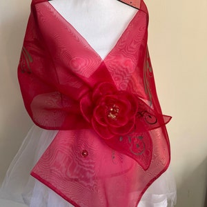 Organza Chiffon Shawl, Elegant Dress Cover/Wrap- Wedding shrug, Bridal/Bridesmaid shawl, Party Shoulder Coverup, Cocktail party accessory