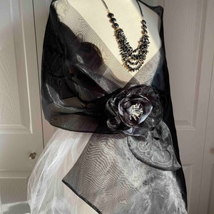 Organza Chiffon Shawl, Elegant Dress Cover/Wrap- Wedding shrug, Bridal/Bridesmaid shawl, Party Shoulder Coverup, Cocktail party accessory