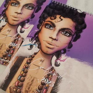 Calendrier 2025, calendrier artistique, studio d'art de Caros, calendrier violet, calendrier mural, musicien, icône