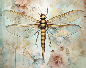 Decoupage Design by Colour & Inspiration - On Golden Wings - Size Options A2 16.5 inches x 23.4 inches. A3 11.7 inches x 16.5 inches