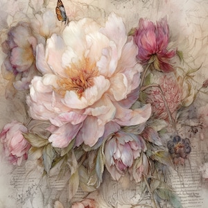 Disegno decoupage di Colour & Inspiration - Butterfly Song - Dimensioni disponibili: A2 16,5 pollici x 23,4 pollici. A3 11,7 pollici x 16,5 pollici.