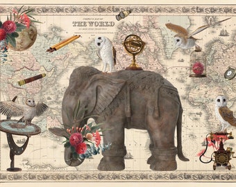 Decoupage by Hokus Pokus  - Around the World  33.6” x 23.4”